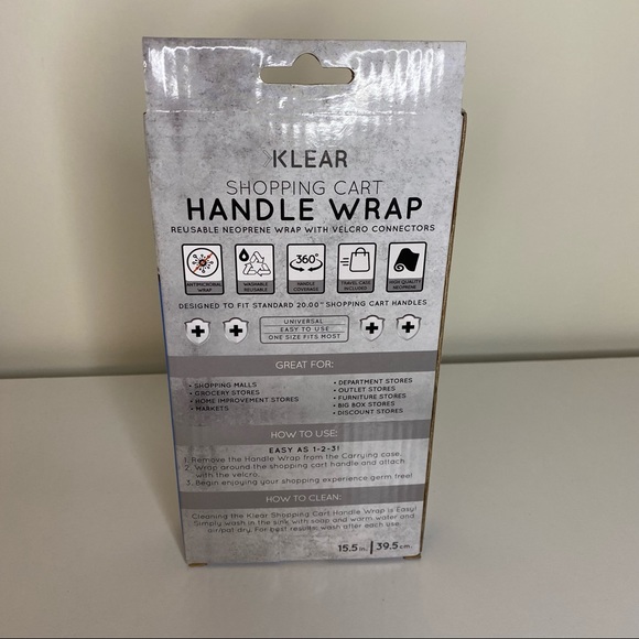 Shopping Cart Handle Wrap, Reusable Neoprene Velcro Cover, New by Klear, Pink - Picture 5 of 8